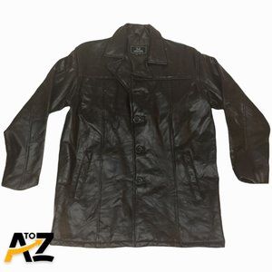 Men's M Collection Brown Leather Jacket w/Pockets Size M